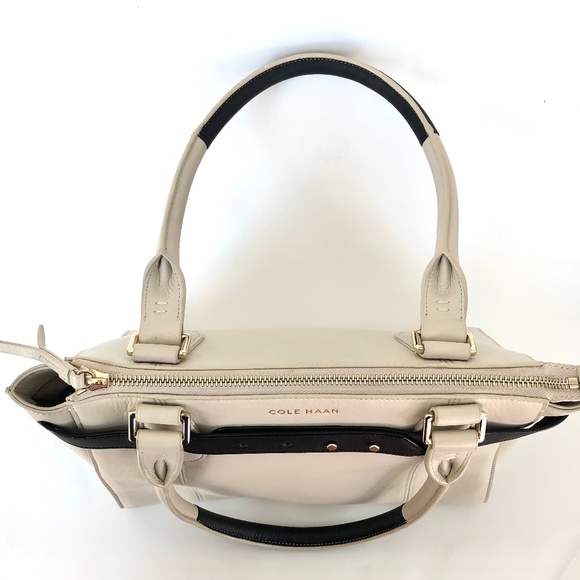 Cole Haan Cream & Black Leather Tote